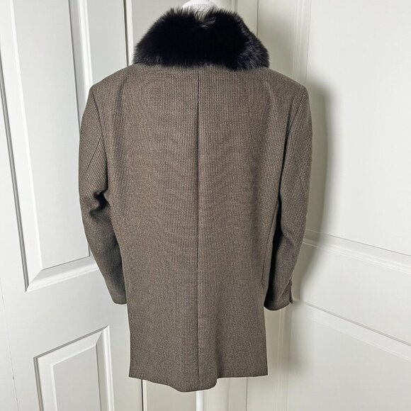 Vintage Wool Blazer w/ Detachable Mobwife Collar & Handmade Brooch, Oversized/XL - Picture 4 of 7